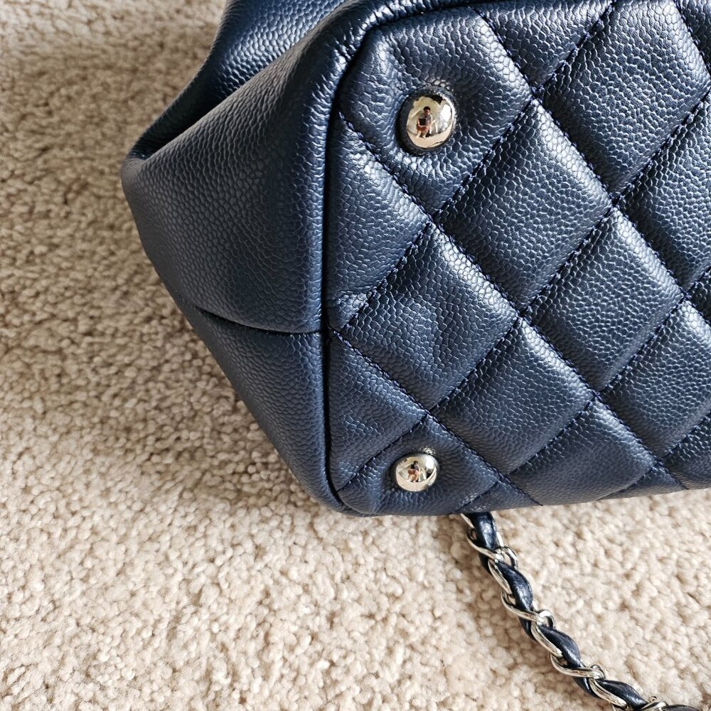 EUC Chanel Blue Lambskin with Quilting & Silver chains Tote Bag - Picture 13 of 17